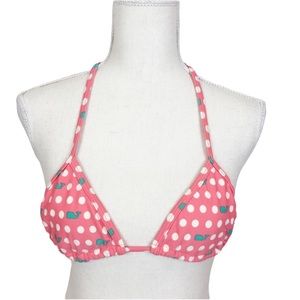 VINEYARD VINES Swim Bikini Halter Top with Dots Whales Pink Print Size XS